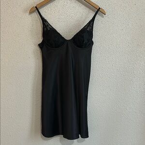 Victoria Secret Satin Elegant Black Lace Slip Dress Size Small